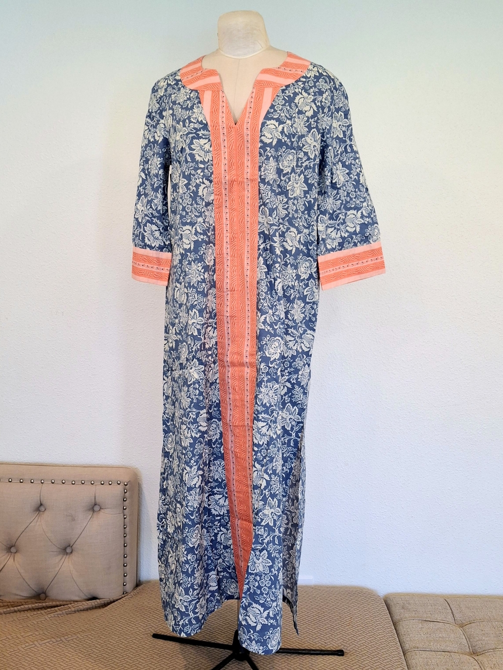 NWT Tuckernuck Blue Chintz Maxi Caftan Medium (Oversized).